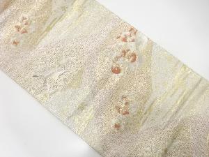 地紙に鶴・花模様織り出し袋帯